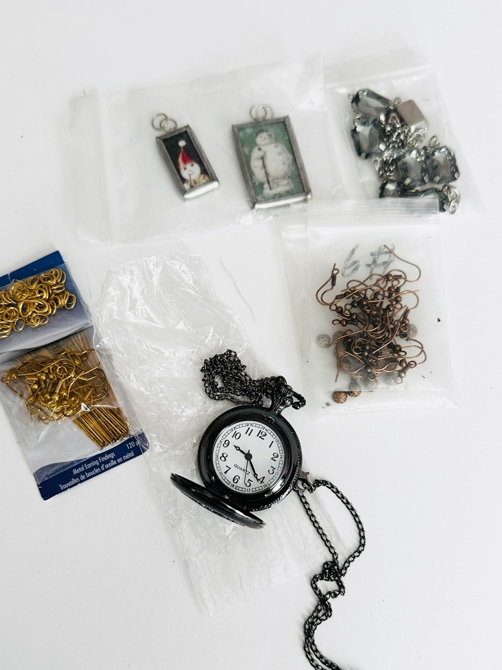 Lot #22 Black Pocket Watch Necklace with Chain - Home Art Mixed Media Accent